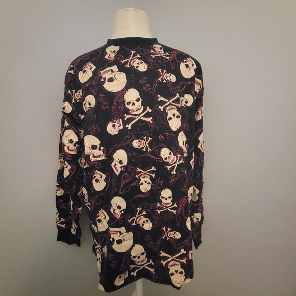 NWOT Men's 3XL Black Skull Rocker Halloween Sweatshirt Grunge High Class Society - Picture 4 of 12